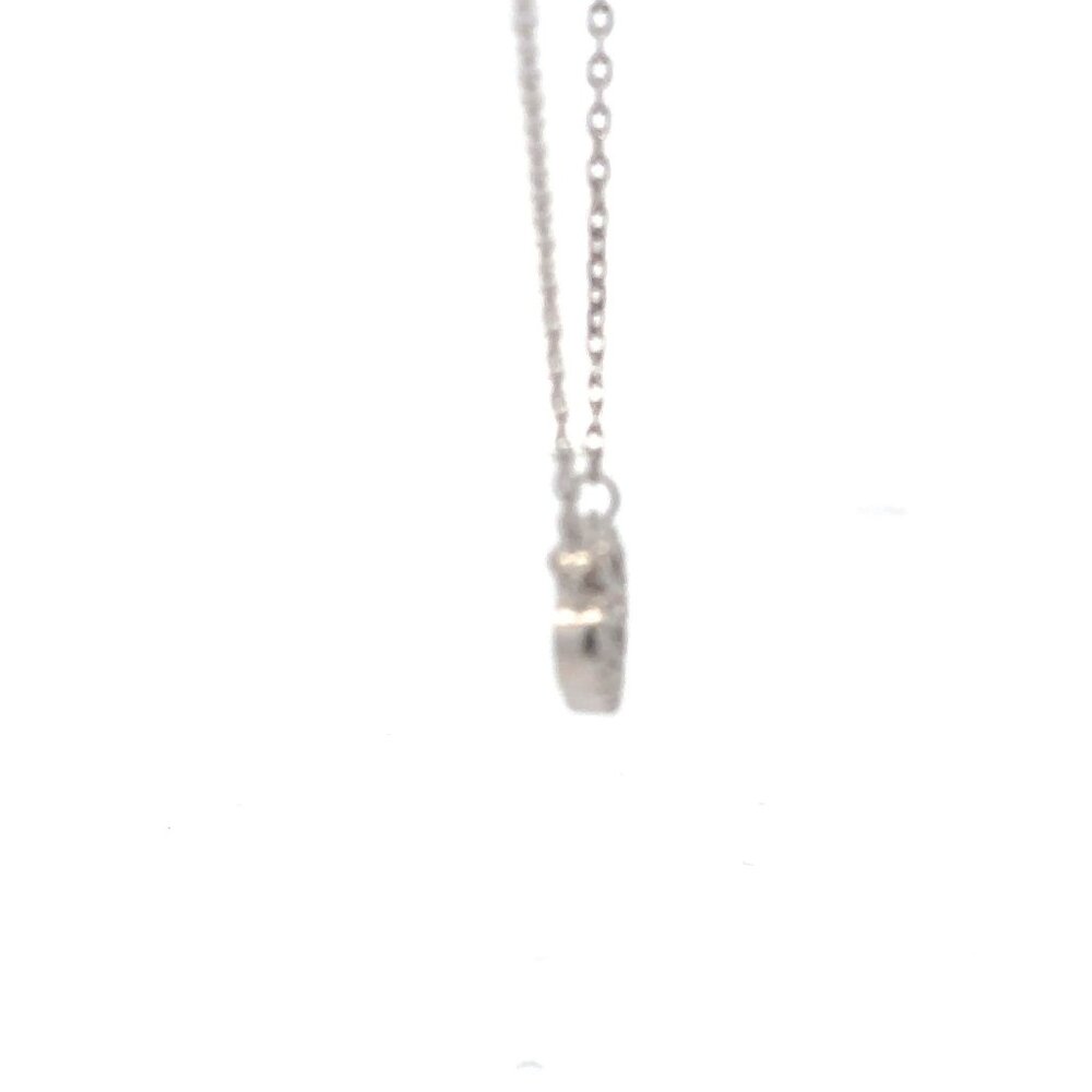 925 Sterling Silver Necklace 17 inches Chain White Mother of Pearl Cubic Zirconi - Picture 8 of 9